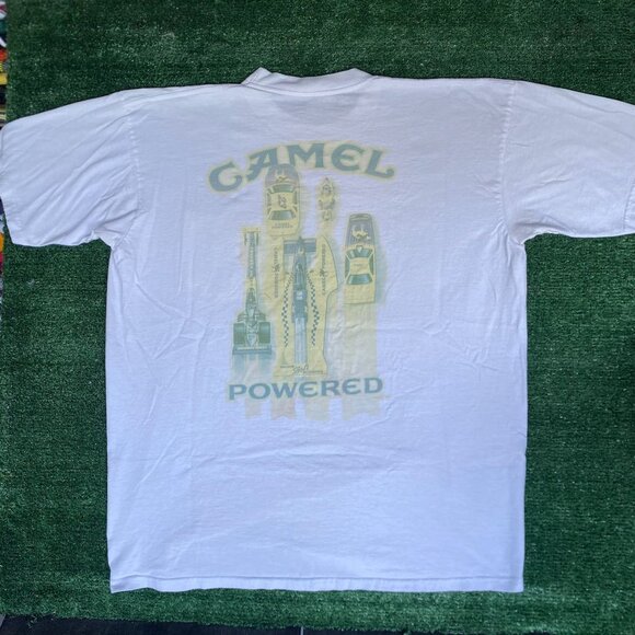 Vintage 90s Camel Racing Shirt White Smoking Joe Logo Tee - Picture 1 of 8